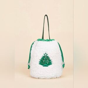 SHEIN Christmas Tree Embroidered Fluffy Gift Bag Reusable Pouch